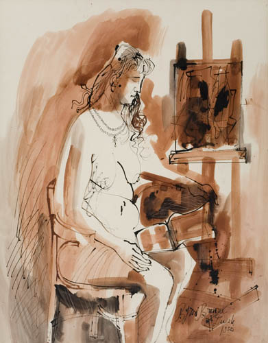 BYRON BROWNE Seated Female Nude.